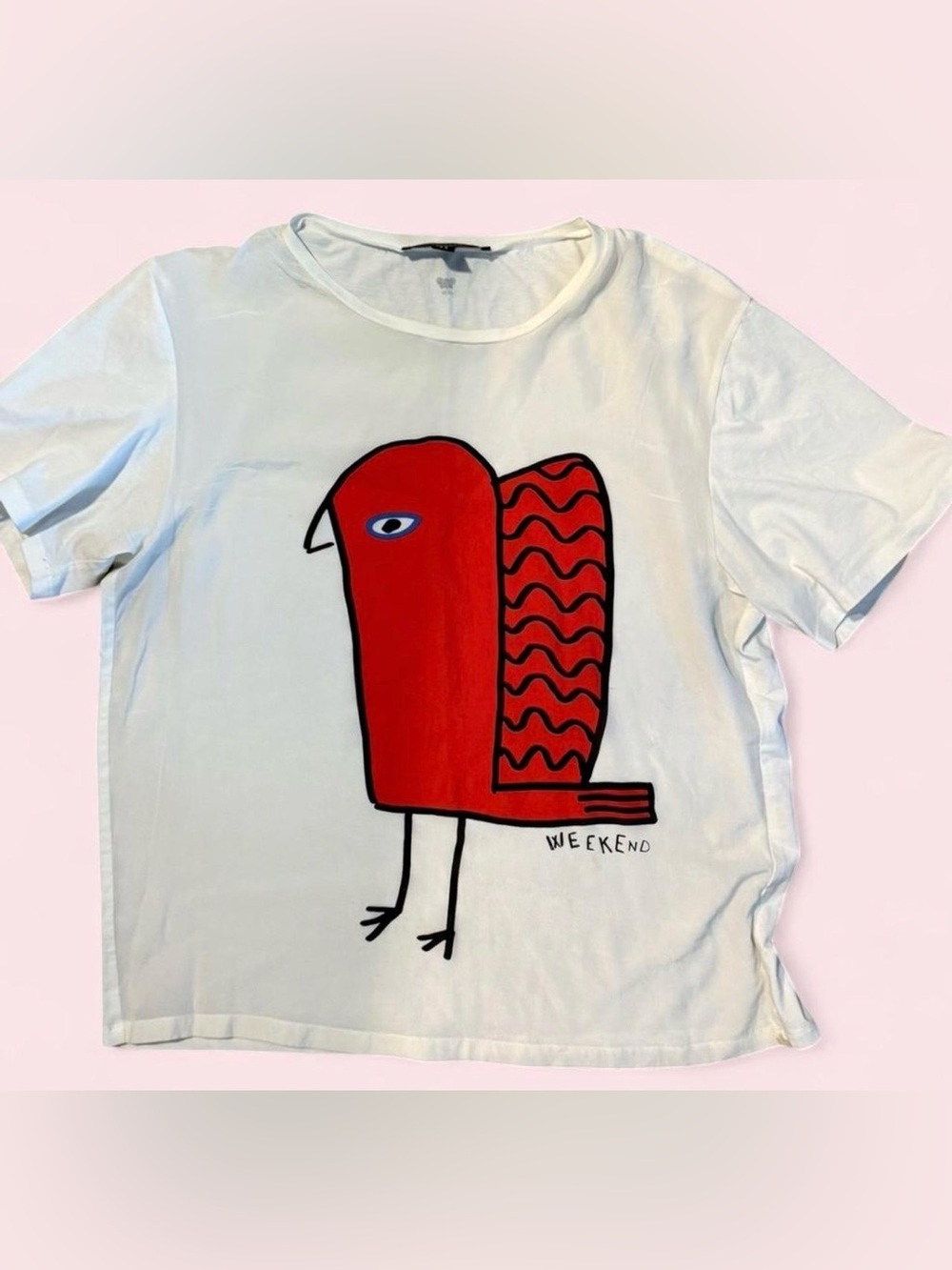 MAX MARA weekend  T-Shirt with Red Bird Graphic size s/M